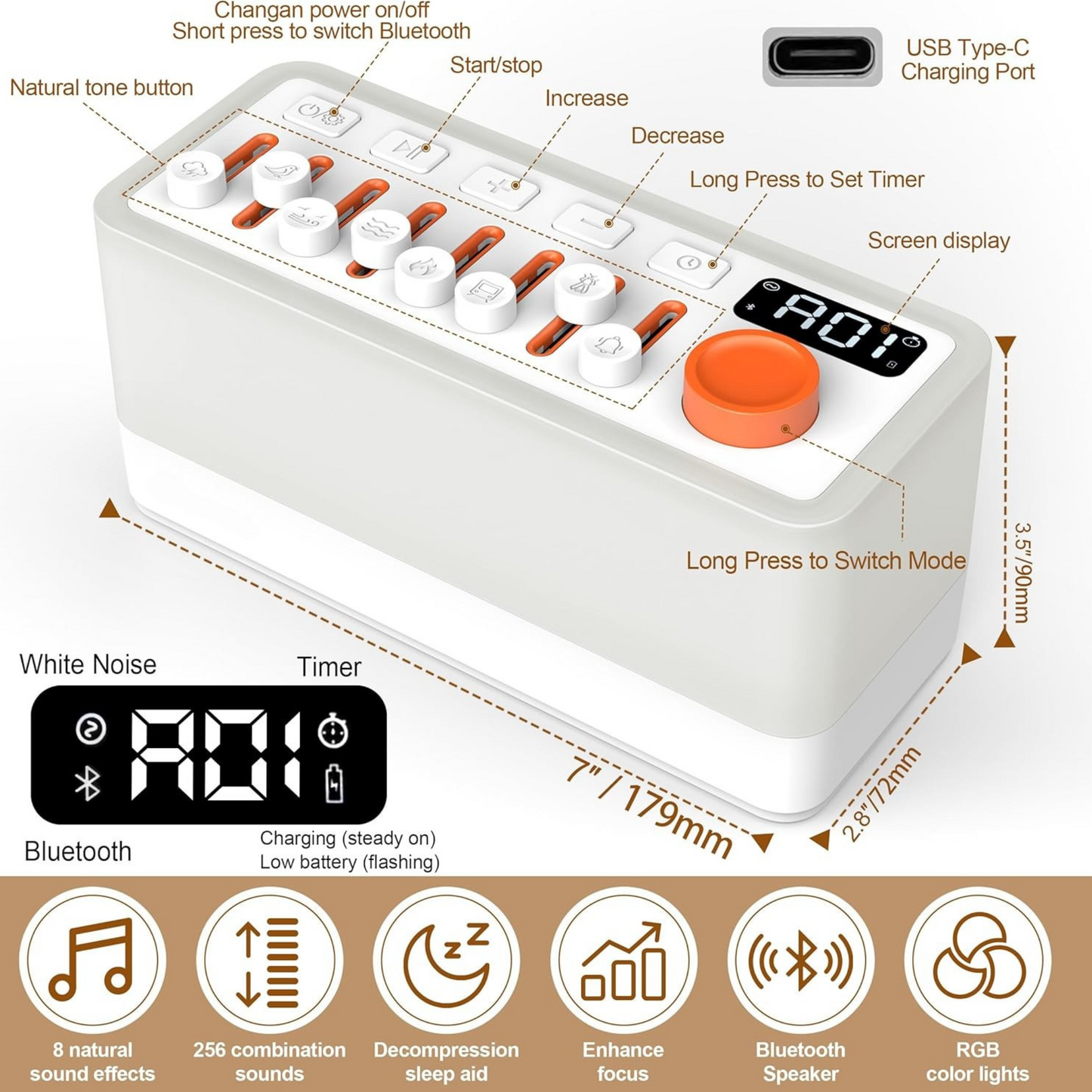 RGB White Noise Sound Machine (NEW ARRIVAL)