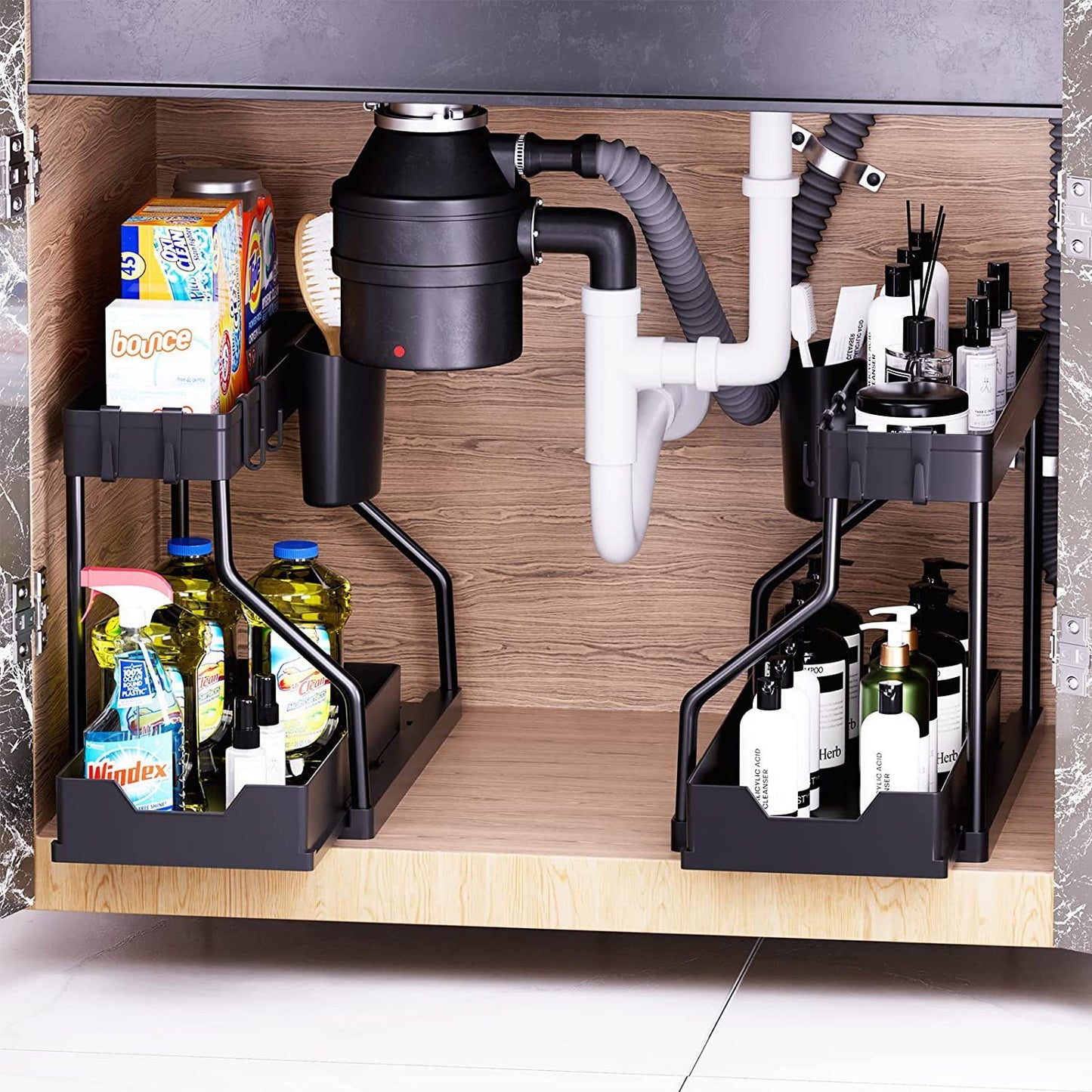 L-Shaped Pullout Sink Organizers (2 Pack)