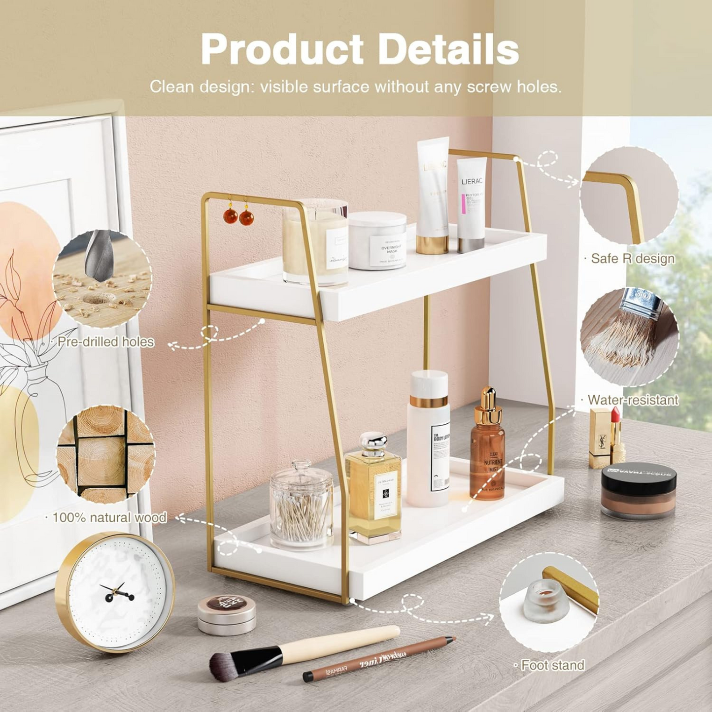 Bathroom Gold Sink Tray