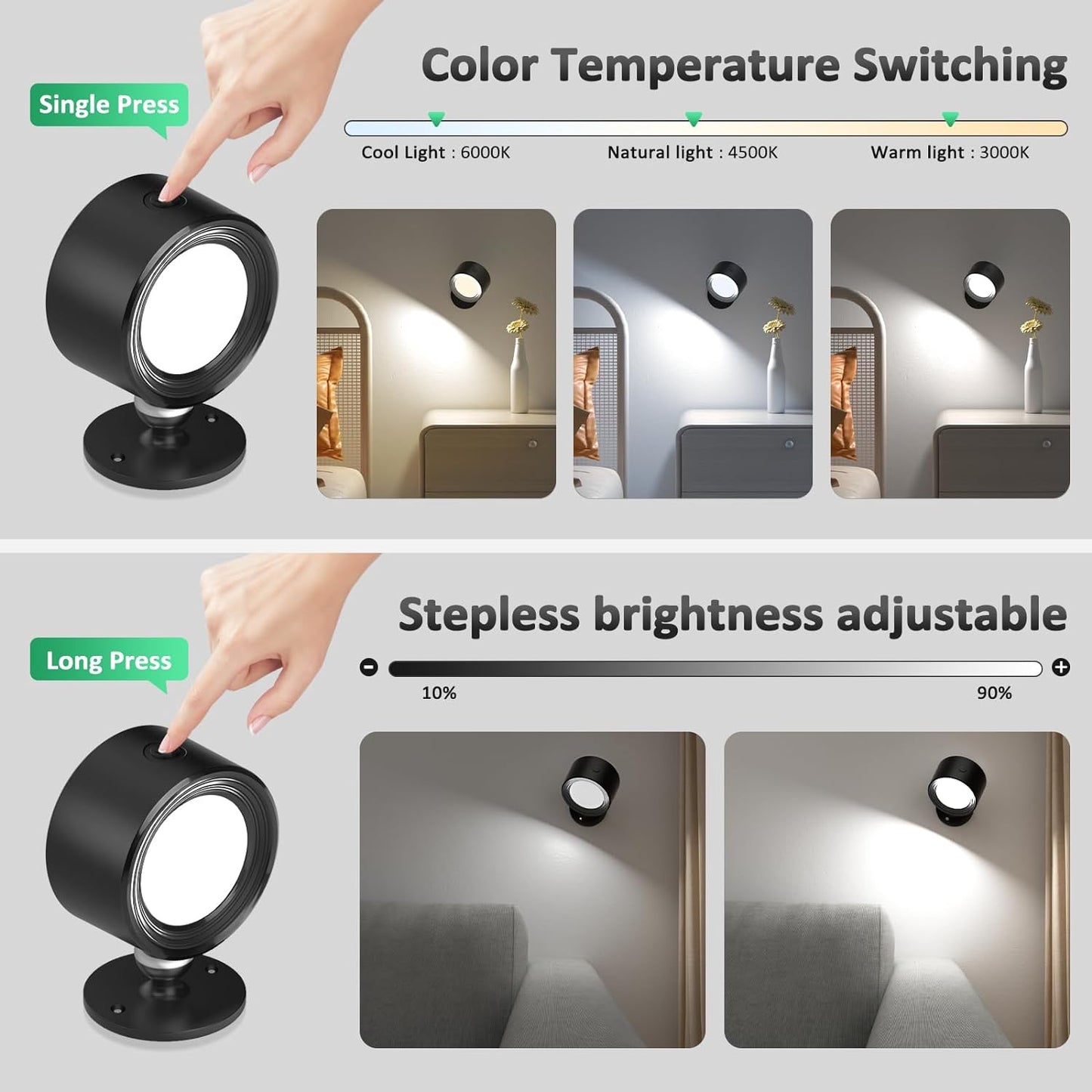 360 Dimming Wall Light (2 Pack)