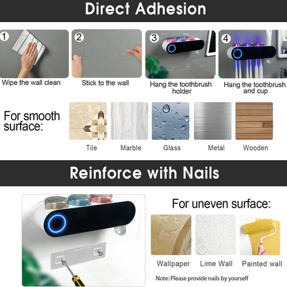 UV Cleaning Toothbrush Holder & Dispenser