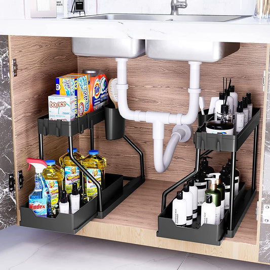 L-Shaped Pullout Sink Organizers (2 Pack)